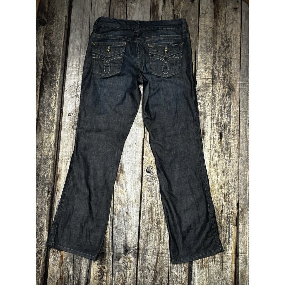 Calvin Klein Jeans Women's Lean Bootcut Denim Blue Wash Flap Pockets Jeans Sz 10